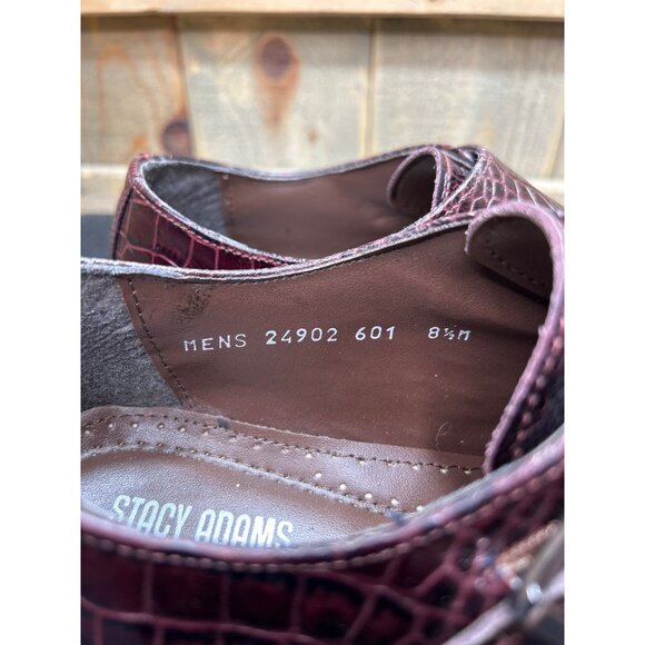 Stacy Adams Mens 8.5M Burgundy Crocodile Print Double Monk Strap Dress Shoes main image 9